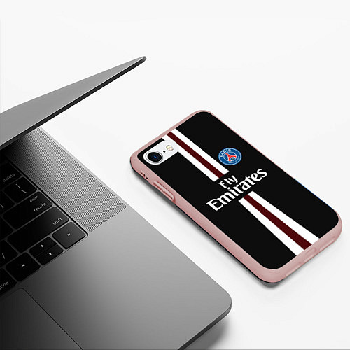 Чехол iPhone 7/8 матовый PSG FC: Black 2018 / 3D-Светло-розовый – фото 3