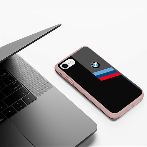 Чехол iPhone 7/8 матовый BMW БМВ / 3D-Светло-розовый – фото 3
