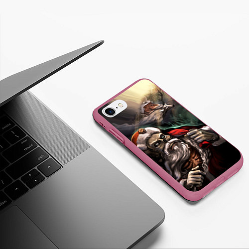 Чехол iPhone 7/8 матовый Bad Santa Claus / 3D-Малиновый – фото 3