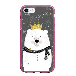 Чехол iPhone 7/8 матовый Белый медведь с короной
