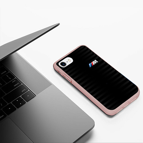 Чехол iPhone 7/8 матовый BMW M BLACK & GREY / 3D-Светло-розовый – фото 3