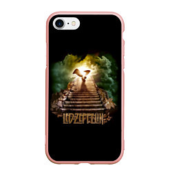 Чехол iPhone 7/8 матовый Led Zeppelin: Way to Heaven, цвет: 3D-светло-розовый