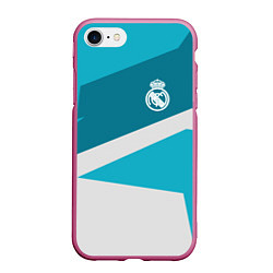 Чехол iPhone 7/8 матовый FC Real Madrid: Sport Geometry, цвет: 3D-малиновый