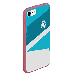 Чехол iPhone 7/8 матовый FC Real Madrid: Sport Geometry, цвет: 3D-малиновый — фото 2