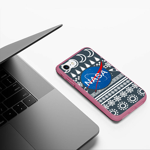 Чехол iPhone 7/8 матовый NASA: New Year / 3D-Малиновый – фото 3