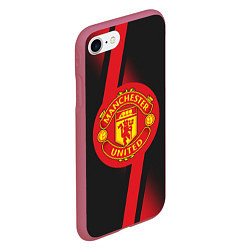 Чехол iPhone 7/8 матовый FC Manchester United: Storm, цвет: 3D-малиновый — фото 2