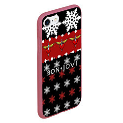 Чехол iPhone 7/8 матовый Праздничный Bon Jovi, цвет: 3D-малиновый — фото 2