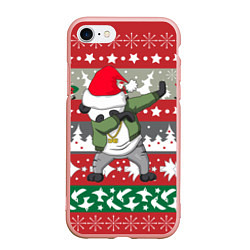 Чехол iPhone 7/8 матовый Panda Dab: Xmas, цвет: 3D-светло-розовый