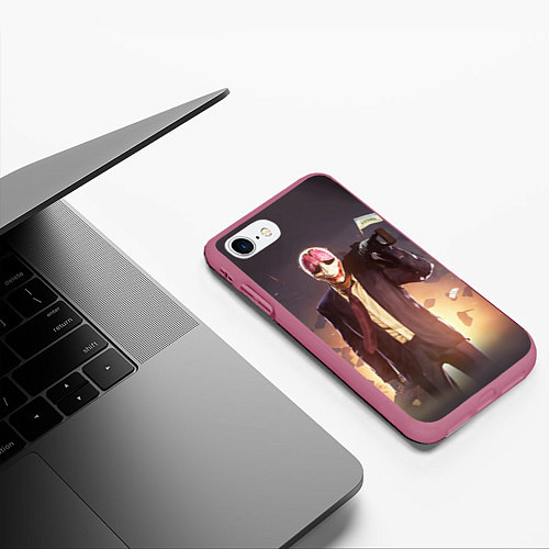 Чехол iPhone 7/8 матовый Payday: Robber / 3D-Малиновый – фото 3