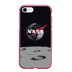 Чехол iPhone 7/8 матовый NASA: Moon, цвет: 3D-малиновый