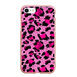 Чехол iPhone 7/8 матовый Розовый леопард, цвет: 3D-светло-розовый