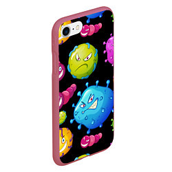 Чехол iPhone 7/8 матовый Веселые микробы, цвет: 3D-малиновый — фото 2