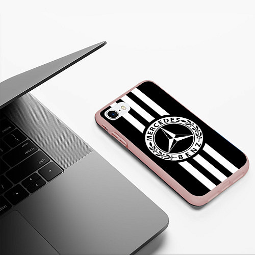Чехол iPhone 7/8 матовый Mercedes-Benz Black / 3D-Светло-розовый – фото 3
