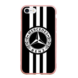 Чехол iPhone 7/8 матовый Mercedes-Benz Black, цвет: 3D-светло-розовый