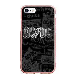 Чехол iPhone 7/8 матовый AC/DC: Journalese, цвет: 3D-светло-розовый