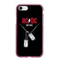 Чехол iPhone 7/8 матовый AC/DC: Dog Tags, цвет: 3D-малиновый