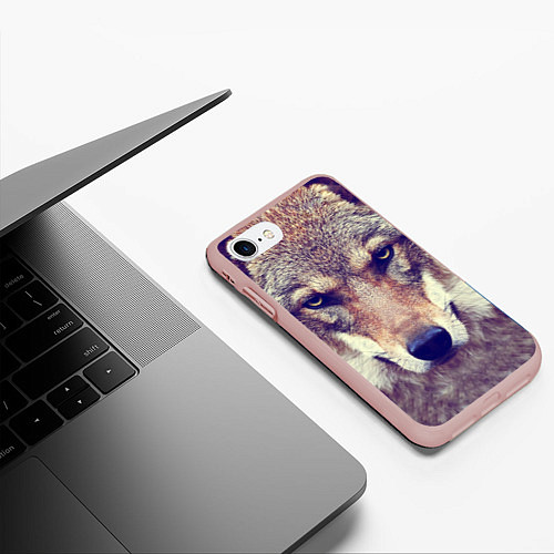 Чехол iPhone 7/8 матовый Angry Wolf / 3D-Светло-розовый – фото 3