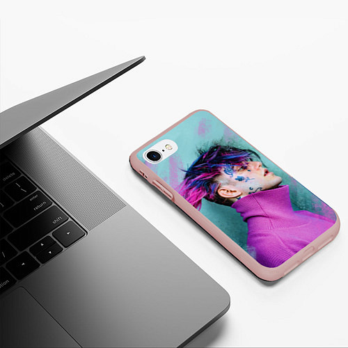 Чехол iPhone 7/8 матовый Lil Peep: Neon Style / 3D-Светло-розовый – фото 3