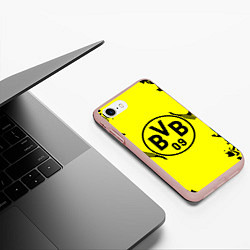 Чехол iPhone 7/8 матовый FC Borussia Dortmund: Yellow & Black, цвет: 3D-светло-розовый — фото 2