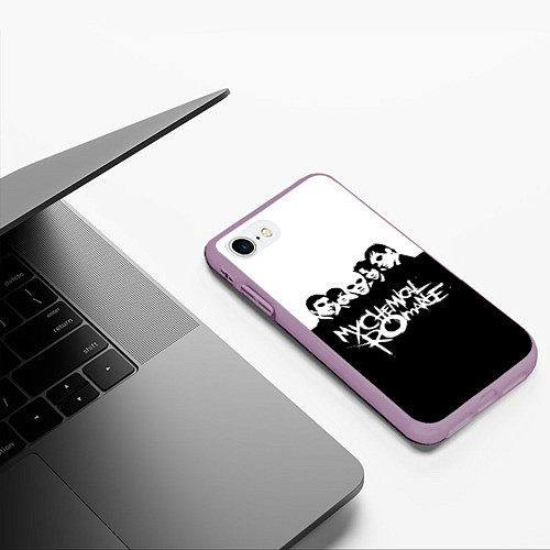 Чехол iPhone 7/8 матовый My Chemical Romance B&W / 3D-Сиреневый – фото 3