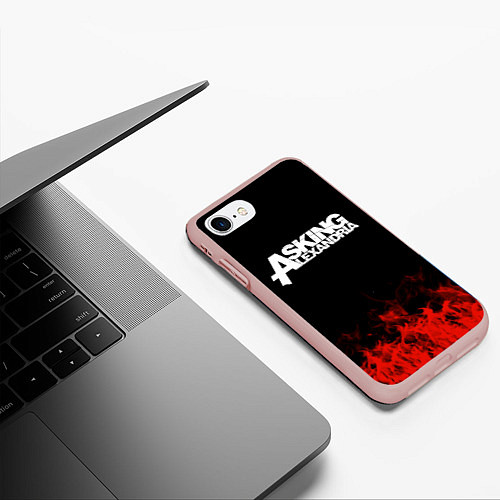 Чехол iPhone 7/8 матовый Asking Alexandria: Flame / 3D-Светло-розовый – фото 3