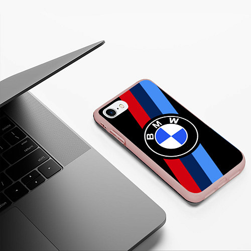 Чехол iPhone 7/8 матовый BMW 2021 M SPORT БМВ М СПОРТ / 3D-Светло-розовый – фото 3