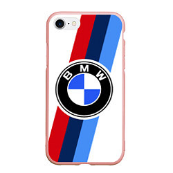Чехол iPhone 7/8 матовый BMW M: White Sport, цвет: 3D-светло-розовый