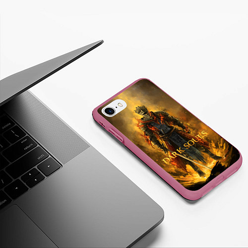 Чехол iPhone 7/8 матовый Dark Souls: Flame Knight / 3D-Малиновый – фото 3