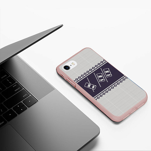 Чехол iPhone 7/8 матовый Форсаж: Зимний узор / 3D-Светло-розовый – фото 3