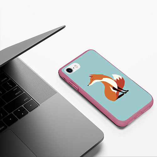 Чехол iPhone 7/8 матовый Minimal Fox / 3D-Малиновый – фото 3