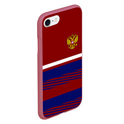 Чехол iPhone 7/8 матовый Герб РФ: Красный стиль, цвет: 3D-малиновый — фото 2
