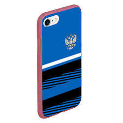 Чехол iPhone 7/8 матовый Герб РФ: Голубой стиль, цвет: 3D-малиновый — фото 2