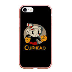 Чехол iPhone 7/8 матовый Cuphead: Mugman, цвет: 3D-светло-розовый