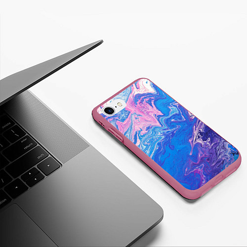 Чехол iPhone 7/8 матовый Tie-Dye Blue & Violet / 3D-Малиновый – фото 3