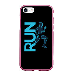 Чехол iPhone 7/8 матовый RUN: Black Style, цвет: 3D-малиновый
