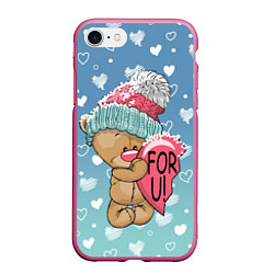 Чехол iPhone 7/8 матовый Bear for U, цвет: 3D-малиновый