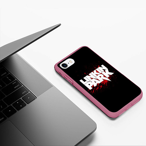 Чехол iPhone 7/8 матовый Linkin Park: Drop of Blood / 3D-Малиновый – фото 3