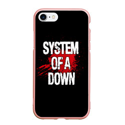 Чехол iPhone 7/8 матовый System of a Down Blood, цвет: 3D-светло-розовый