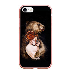 Чехол iPhone 7/8 матовый Лесной защитник, цвет: 3D-светло-розовый