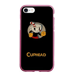 Чехол iPhone 7/8 матовый Cuphead: Black Mugman, цвет: 3D-малиновый