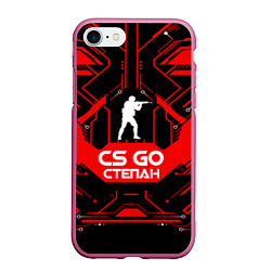 Чехол iPhone 7/8 матовый CS:GO - Степан, цвет: 3D-малиновый