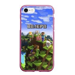 Чехол iPhone 7/8 матовый Майнкрафт: Валера, цвет: 3D-малиновый