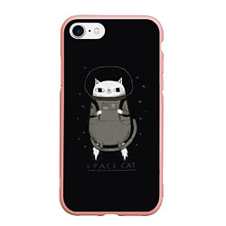 Чехол iPhone 7/8 матовый Space Cat, цвет: 3D-светло-розовый