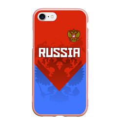 Чехол iPhone 7/8 матовый Russia Red & Blue, цвет: 3D-светло-розовый
