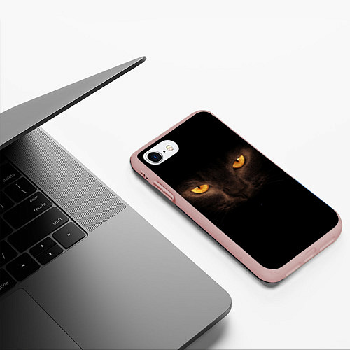 Чехол iPhone 7/8 матовый Кошачий взгляд / 3D-Светло-розовый – фото 3
