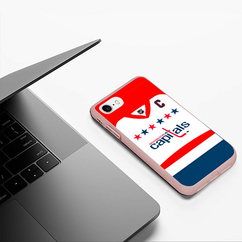 Чехол iPhone 7/8 матовый Washington Capitals: Ovechkin White / 3D-Светло-розовый – фото 3