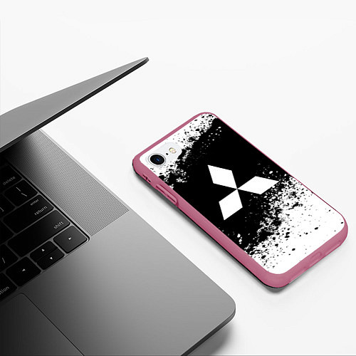 Чехол iPhone 7/8 матовый Mitsubishi: Black Spray / 3D-Малиновый – фото 3