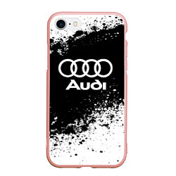 Чехол iPhone 7/8 матовый Audi: Black Spray, цвет: 3D-светло-розовый