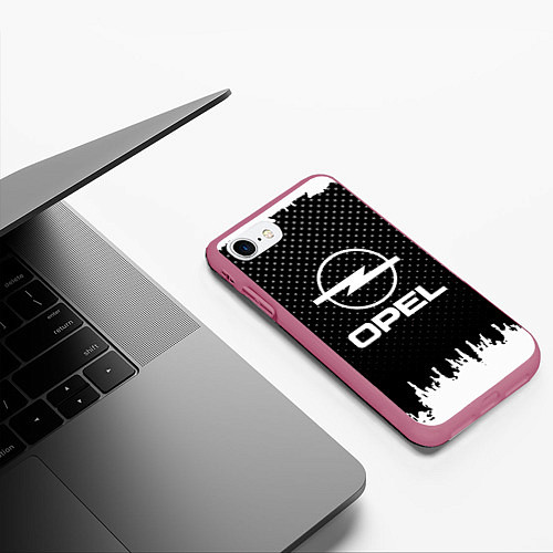 Чехол iPhone 7/8 матовый Opel: Black Side / 3D-Малиновый – фото 3