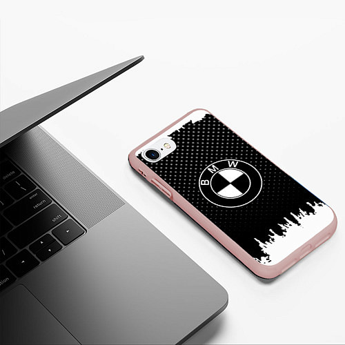 Чехол iPhone 7/8 матовый BMW Black Style / 3D-Светло-розовый – фото 3